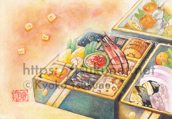 おせち料理のイラスト手書き
