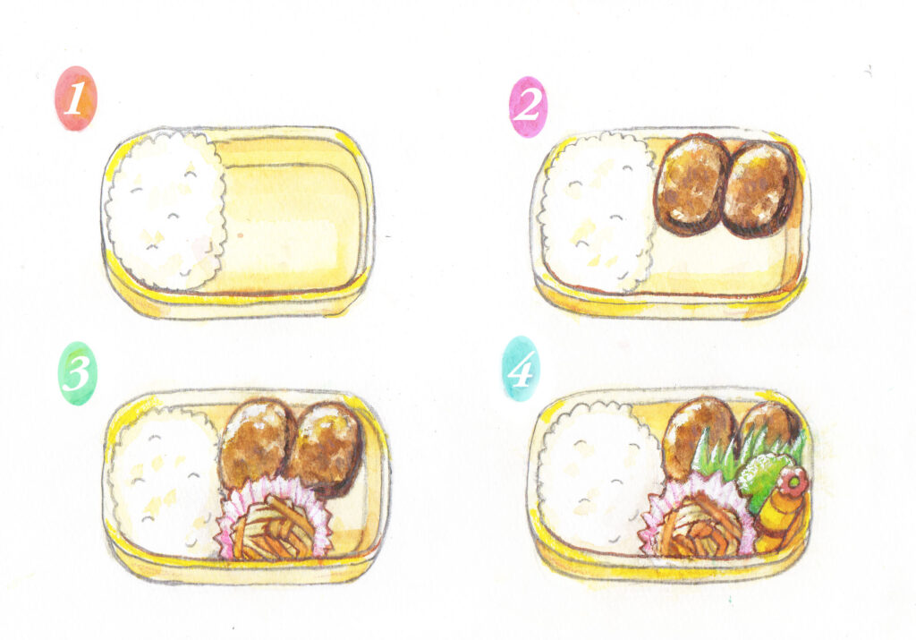 お弁当のつめ方イラスト