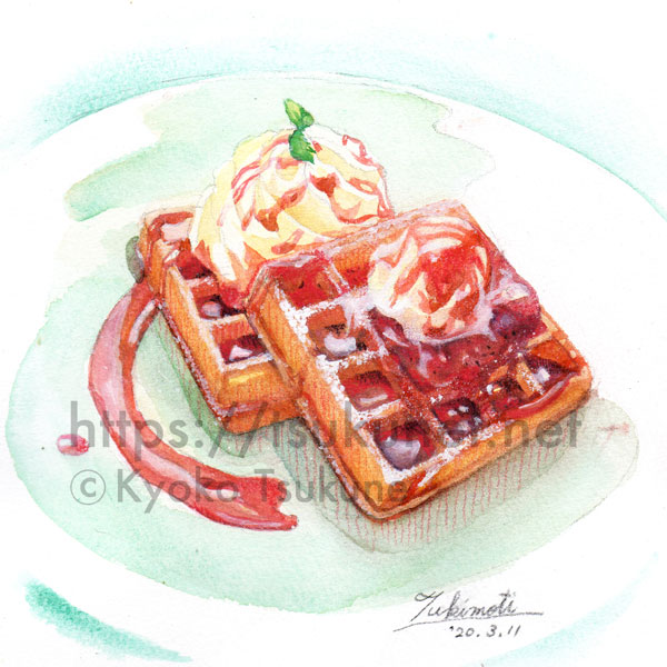 いちごワッフルイラスト